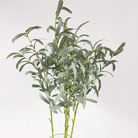 37” Long of Artificial Eucalyptus Leave Faux Greenery Branches Stems Fake Plants for Home Party Decoration (Gray Green)