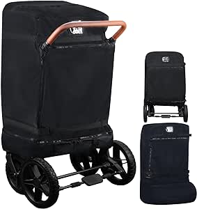 Stroller Wagon Travel Cover Bag Compatible with WONDERFOLD WagonW4 Original/ W4 Elite/ W4 Luxe, Front Storage Pocket, Inner Storage Pocket for Rear Basket and Canopy, Double Self Fasten Strap and Han