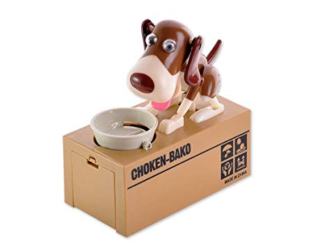 DSstyles Hungry Dog Piggy Bank Money Saving Box Eating Coin Munching Toy for Kids, Children