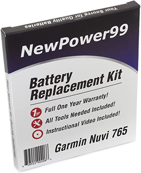 NewPower99 Battery Replacement Kit with Battery, Instructional Video and Tools Compatible with Garmin Nuvi 765