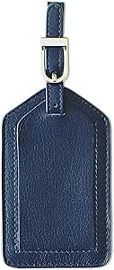 Navy Genuine Top Grain Leather Luggage Tag