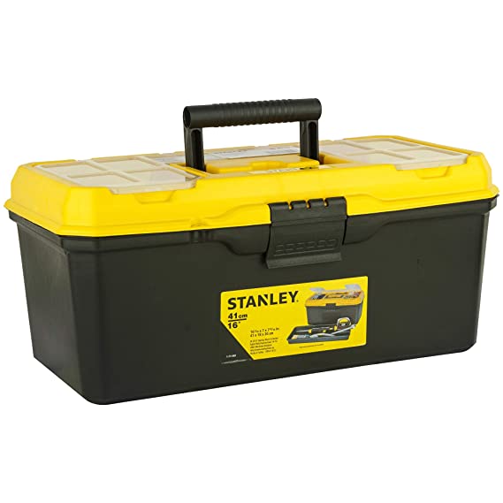 STANLEY 1-71-949 16'' Plastic Organised Maestro Tool Box with Clear top lid (Yellow)