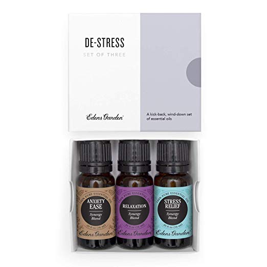 Edens Garden De-Stress Essential Oil 3 Set, Best 100% Pure Aromatherapy Relaxation Kit (For Diffuser- Anxiety & Stress Relief), 10 ml