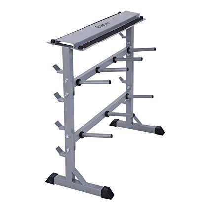 Giantex 2 Tier 40" Barbell Dumbbell Rack Weights Storage Stand Home Gym Bench Base