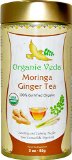 Organic Moringa Ginger Tea - Exotic Organic Blend of Superior Moringa Leaf Soothing Ginger Calming Lemongrass 27oz in a Container 100 Certified Organic By USDA