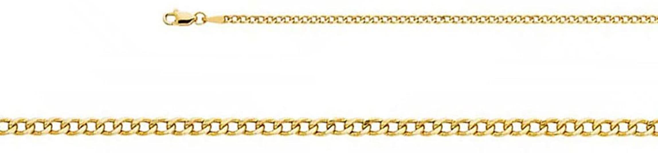 American Set Co. 14k Yellow Gold 2.3mm Hollow Cuban Chain Link Necklace Necklace with Lobster Claw Clasp