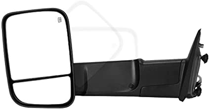 Maxiii Compatible for Dodge RAM Driver Left Side Towing Mirror, 2009-2015 Dodge RAM 1500 Left Side Tow Mirror, 2010-2015 RAM 2500 3500 Trailer Mirror, Heated Defrost Truck Mirror Manual