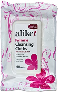 alike Feminine Cleansing Cloths for Sensitive Skin, Flat Pack, 48 Count