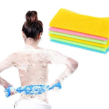 Bluelans® 1 x Exfoliating Skin Wash Cloth, Beauty Towel Scrub Nylon Wash Cloth Bath Body Shower Cloth (Random Color) (1 piece, Random Colour)