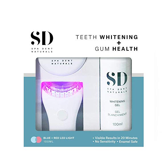 Spa-Dent Whitening Kit – Dental Office Technology – Made in Canada with Advanced Dental Grade Xyliprox Gel (LED Blue   Red Light Activated Kit)