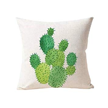Polytree Linen Succulent Cactus Pattern Pillowcase Cushion Cover Home Sofa Decor,45cm x 45cm