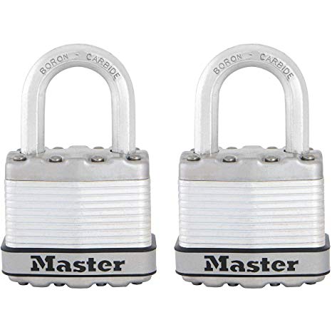 Master Lock Padlock, Excell® Laminated Steel Padlock, High Security Lock, Keyed Lock, Best Used for Storage Units, Sheds, Garages, Fences and More (Pack of 2)