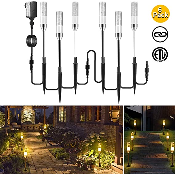 ECOWHO Landscape Lighting, Low Voltage Landscape Lights, 6-in-1 LED Patio Garden Lights for Outdoor Pathway Driveway Wall Tree Yard (12v, Warm White)