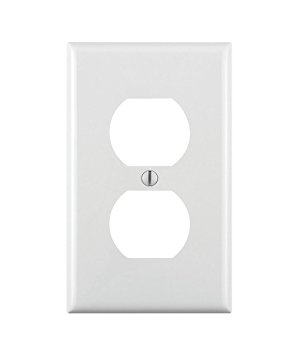 Leviton 80703-W 1-Gang Duplex Device Receptacle Wallplate, Standard Size, Thermoplastic Nylon, Device Mount, White