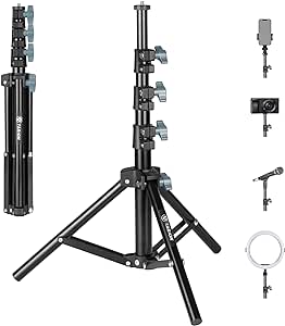 TARION Photography Light Stand Tripod - 51"/130cm Mini Lighting Stand Lightweight Travel Tripod Stand Support 4-Section for Table Floor Studio Led Light Panel Ring Light Reflector Softbox Flash TLS-01