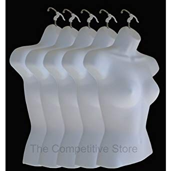5-Pack Female Mannequin Torso, Dress Form Hollow Back Body or T Shirt Display, for Hanging by EZ-Mannequins for Craft Shows, Photos or Design, Easy to Use and Store, for Small - Medium Sizes