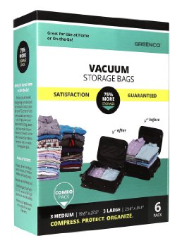 Greenco Vacuum seal, Space Saver Storage Bags - Variety (Medium, Large)- 6 pack