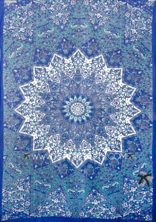 Marubhumi (TM) Twin Hippie Star Tapestries , Psychedelic Tapestry ,Sun and Moon Tapestry,star Mandala Tapestries, Throw Bedspread Queen Bed Dorm Décor (Blue Multi)