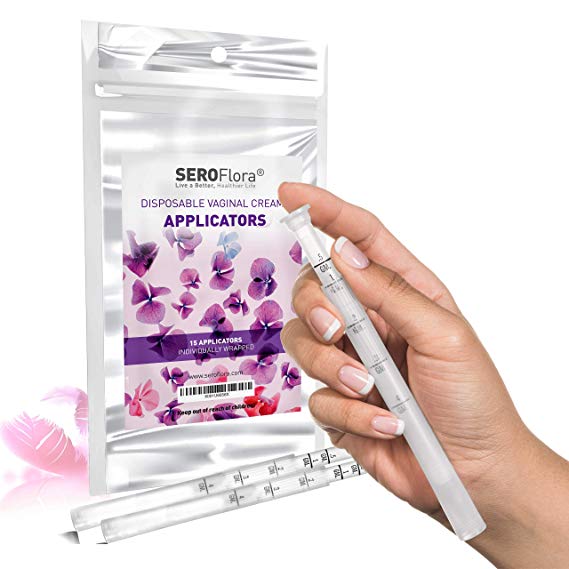 Disposable Vaginal Cream Applicators (15 Pack), Individually Wrapped, fits Threaded Vaginal Creams, Contraceptive Gels, preseed Fertility Lubricant, and Many Other OTC Products. Made in The USA.