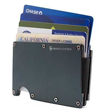 RFID-Blocking Slim Minimalist Card Holder –Travel Wallet For Credit Cards, Driver License & Money –1/2’ Thick, Expandable, Sturdy, & Durable – by Maverick Systems