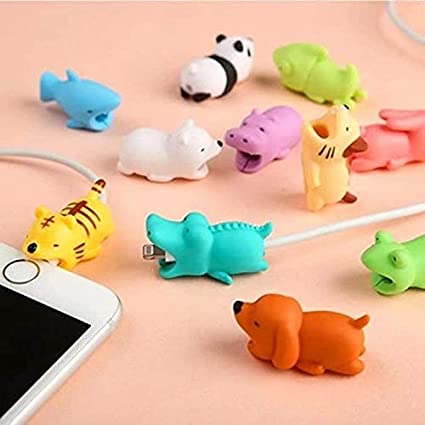 PaxMore 3D Animal Silicon Cable Bite Protector for USB Charging Cables (Random Characters)_Pack of 10