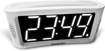 Digital Alarm Clock - No Frills Simple Operation, Large Night Light, Alarm, Snooze, Brightness Dimmer, Big Digit Display (White)