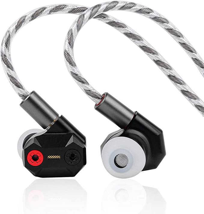 Linsoul Shuoer Tape Pro Composite Electrostatic Dynamic Driver HiFi in-Ear Earphone with Adjustable Bass, Detachable 2Pin Cable for Audiophile Musicians (Black)