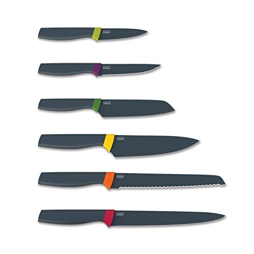 Joseph Joseph 6-Piece Elevate Knives with Integrated Knife Rests and Protective Sheaths, Multi-Color