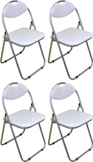 Harbour Housewares White Padded, Folding, Desk Chair - Pack of 4