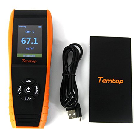 Temtop Air Quality Detector Professional Formaldehyde Monitor Detector with HCHO/PM2.5/PM10/Particles/AQI Accurate Testing LKC-1000E