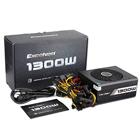 Excelvan Computer Modular Power Supply/PSU PC/Desktop/ Gaming Computer,1300 Watt 80  Bronze Certified PSU Silent Fan,3-Year Warranty