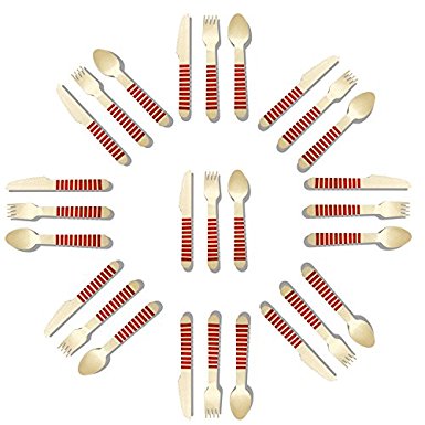 Birthday Party Supplies Disposable Wooden Cutlery | Biodegradable Party Supplies Cutlery Party Supplies, Eco-Friendly Disposable Wooden Cutlery! Set of 200 (100 forks, 50 spoons, 50 knives)