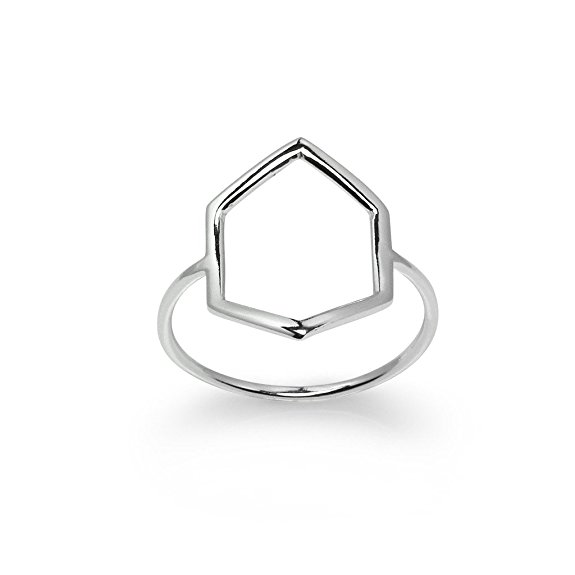 Exquisite Women Open Hexagon Ring - 925 Sterling Silver Size 5 River Island Jewelry