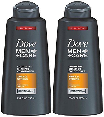 Dove Men Care 2 in 1 Fortifying Shampoo and Conditioner, Thick and Strong 25.4 Ounce (Pack of 2)