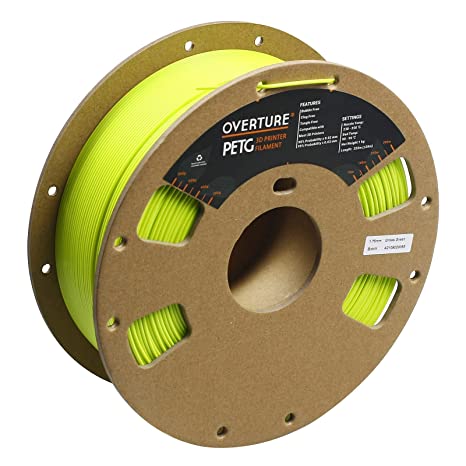 OVERTURE PETG Filament 1.75mm, 3D Printer Consumables, 1kg Spool (2.2lbs), Dimensional Accuracy (99%) +/- 0.03 mm, Fit Most FDM Printer (Grass Green)