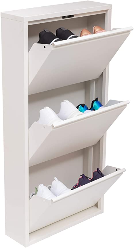 Mabel Home Modern Shoe Cabinet, Shoe Rack Storage Organizer, (White) (3 &4 Tier) (3 Tier)