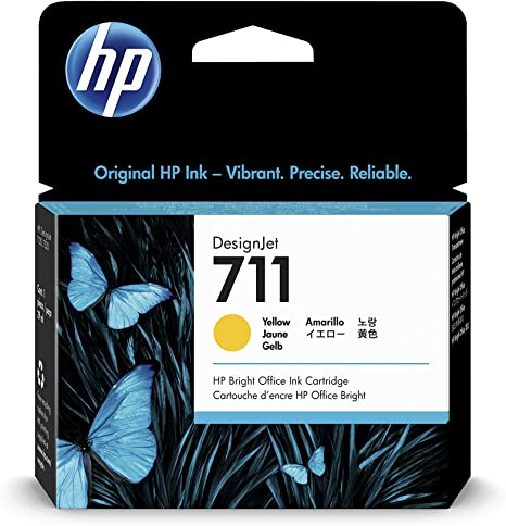 HP 711 Yellow 29-ml Genuine Ink Cartridge (CZ132A) for DesignJet T530, T525, T520, T130, T125, T120 & T100 Large Format Plotter Printers