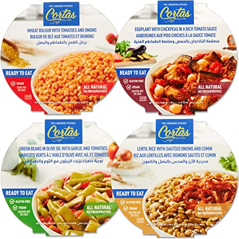 Cortas - Ready to Eat Lebanese Recipe Meals (4 in 1 PACK), Variety Mix