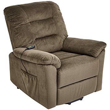 JC Home Olbia Power-Lift Recliner Chair with Fabric Upholstery, Milk Chocolate