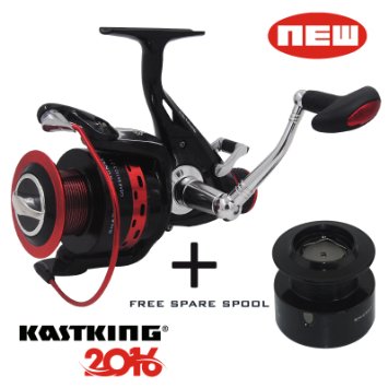 KastKing Sharky Baitrunner Spinning Fishing Reel - Two Spools - Carbon Fiber Drag System Up to Strongest 325LB Max Drag - with Shielded Stainless Steel 101 BBs - Best Frong Drag and Rear Drag Baitfeeder Spinning Reels for Carp Inshore and Saltwater Bait Fishing - Newly Released 2016 Model