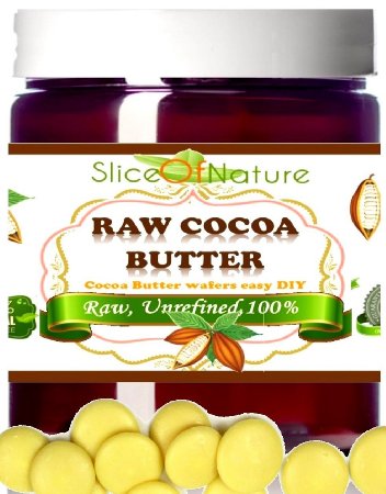Slice of Nature RAW COCOA BUTTER - Use for Stretch Marks, Sunburn and Acne Scar Removal - Perfect Sealant - Natural Anti Wrinkle Cream 100% Pure Cocoa Butter - Unrefined, Natural Cocoa Butter with No Additives & No Artificial Preservatives - Vegan - Cruelty-Free - Not Tested on Animals - Ethically Traded 1 lb jar 12oz net
