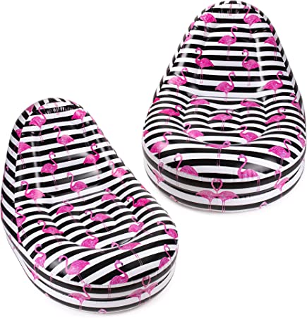 Inflatable Deck Chair | Blow Up Chair | Blow Up Lounge Chair | Inflatable Pool Lounger | Inflatable Poolside Chairs 2 Pack | Flamingo Print | Portable Inflatable Seats for Lounge | Indoor/Outdoor Use