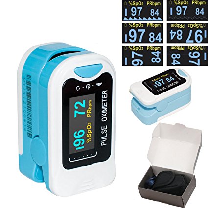CMS50N Fingertip Pulse Oximeter Oximetry Blood Oxygen Saturation Monitor with carrying case and lanyard