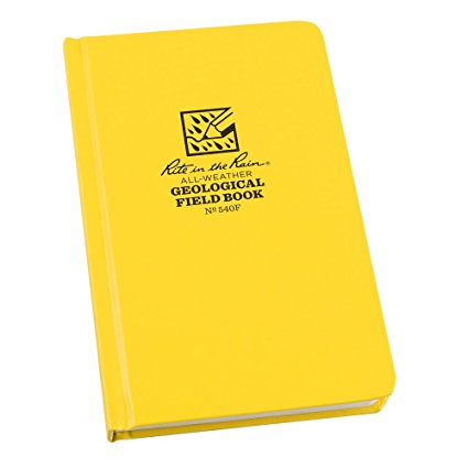 Rite in the Rain All-Weather Hard Cover Notebook, 4 3/4" x 7 1/2", Yellow Cover, Geological Pattern (No. 540F)