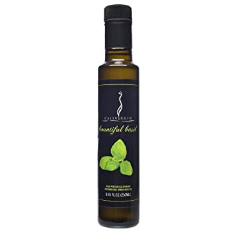 Calivirgin Basil Olive Oil - Basil Infused Extra Virgin Olive Oil - Cold Pressed Olive Oil - Basil Flavored Olive Oil - No Preservatives - Gourmet Olive Oil from Organically Grown Olives - 250ml