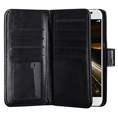 S6 Case, Galaxy S6 Case, S6 Wallet Case, ULAK Luxury Fashion PU Leather Case Magnet Wallet [Women Wallet] Credit Card Holder Flip Cover Case with Built-in 9 Card Slots for Samsung Galaxy S6 (Black)