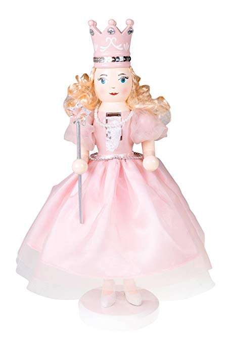 Sugar Plum Fairy Wooden Nutcracker by Clever Creations | Wearing Pink Dress, Pearl Necklace, & Crown | Holding Star Fairy Wand | Festive Decor | Perfect for Shelves & Tables | 100% Wood | 14” Tall…