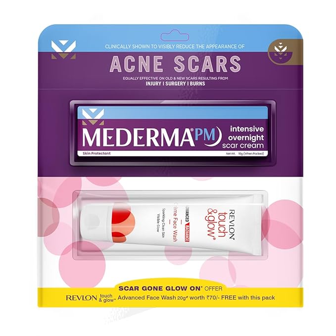 Mederma PM Acne Scar Removal Cream (10g) with Advance Radiance touch & glow Face wash (20g)