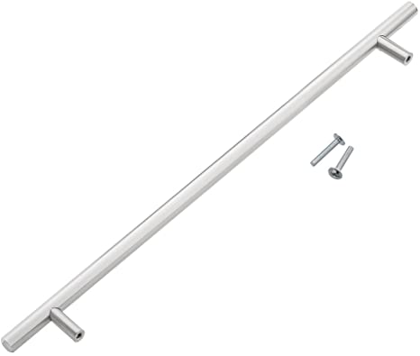 Lizavo 701-320SN Brushed Satin Nickel Cabinet Pulls Solid Modern Euro Style T Bar Kitchen Cabinet Handles- 12-5/8" (320mm) Hole Centers