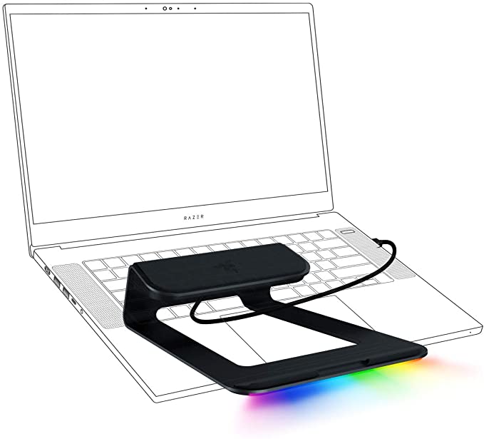 Razer Laptop Stand Chroma V2: Customizable Chroma RGB Lighting - Ergonomic Design - Anodized Aluminum Construction - 4X Port USB-C Hub - Matte Black